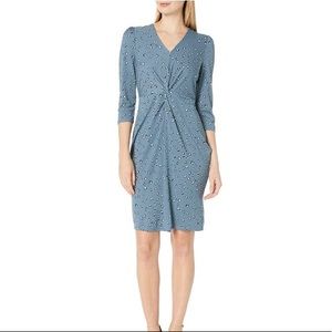 Lark & Ro Animal Print V-neckline Twist Front Blouse Dress